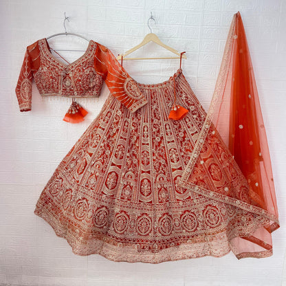 Astonishing Rust orange purple red Ready to wear Crop Top Lehenga
