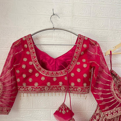 Astonishing Rust orange purple red Ready to wear Crop Top Lehenga