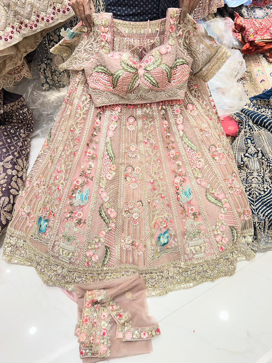 Awesome pink Ready to wear Crop Top Lehenga