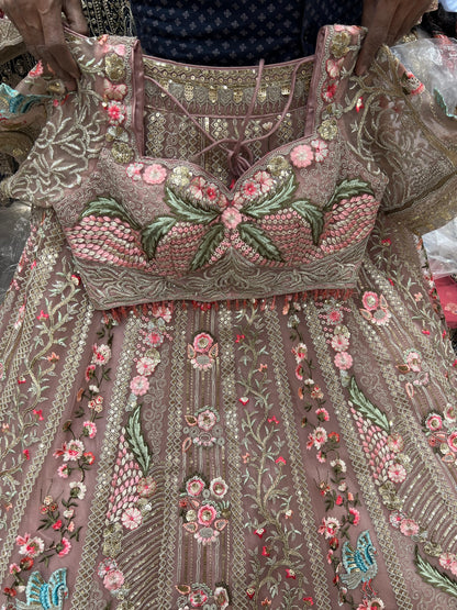 Awesome pink Ready to wear Crop Top Lehenga