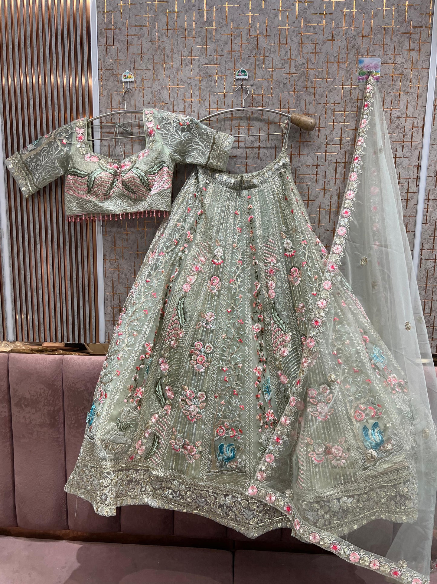 Awesome pink Ready to wear Crop Top Lehenga