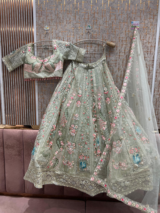 Amazing Green Ready to wear Crop Top Lehenga