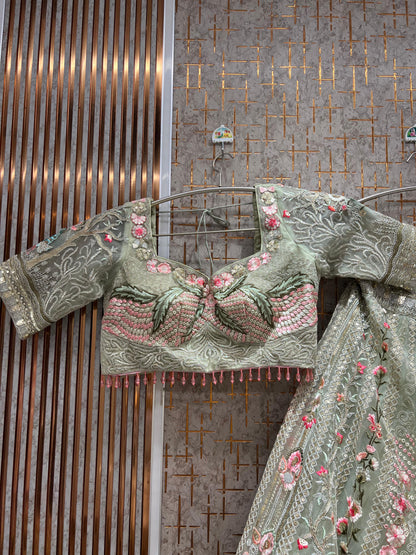 Awesome pink Ready to wear Crop Top Lehenga