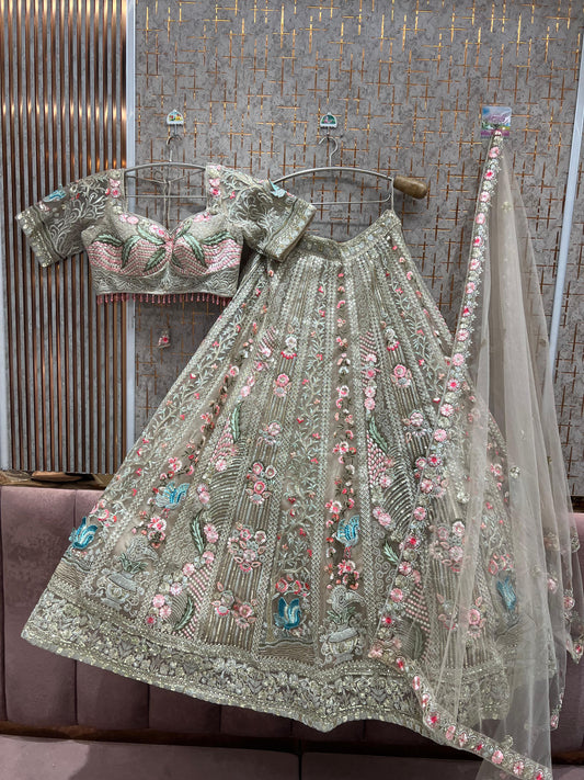 Amazing Green Ready to wear Crop Top Lehenga