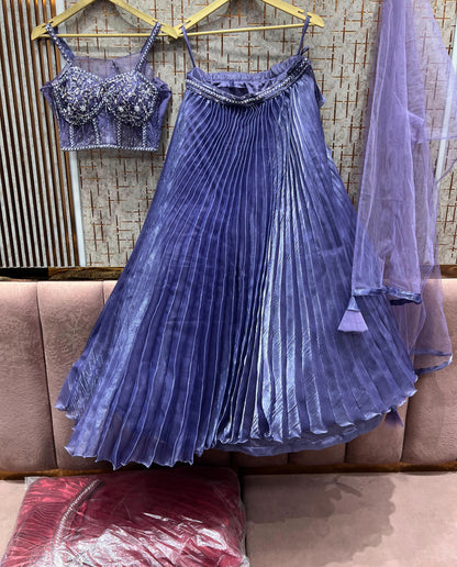 Khoobsurat purple Ready to wear Crop Top Lehenga