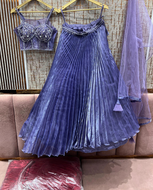 Khoobsurat purple Ready to wear Crop Top Lehenga