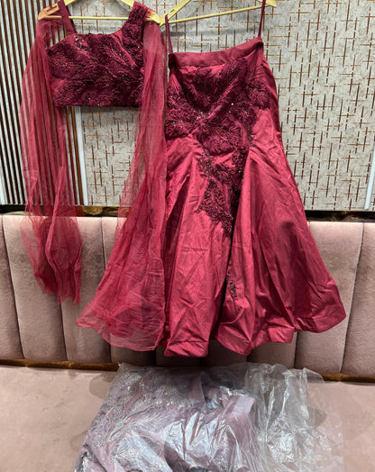 Beautiful red Ready to wear Crop Top Lehenga