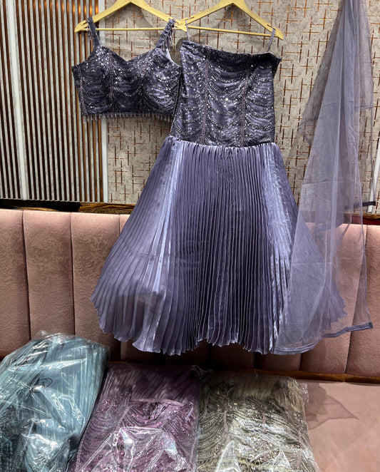 Lovely purple Ready to wear Crop Top Lehenga