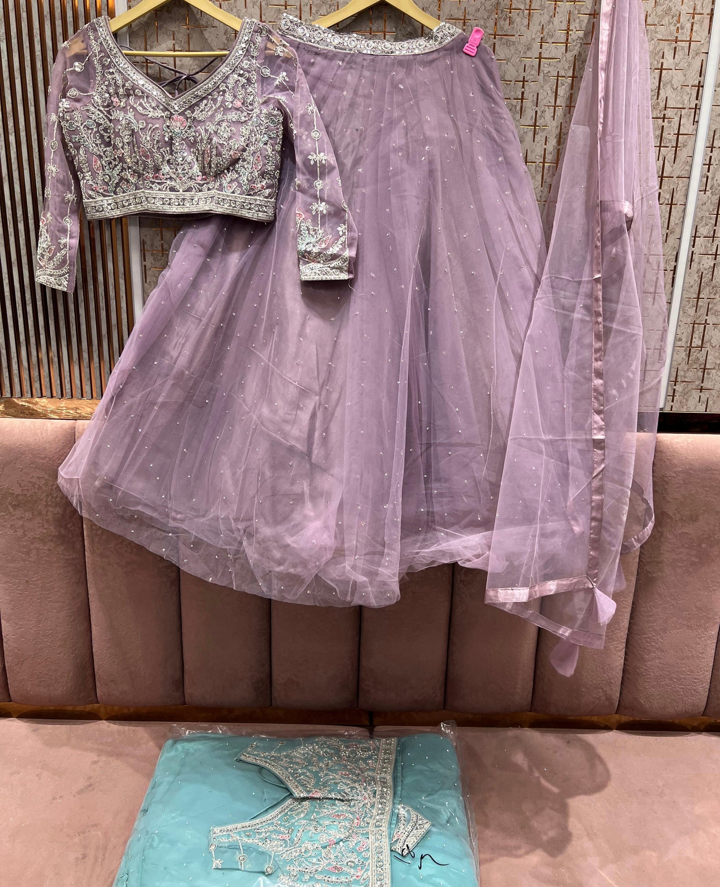 Designer pink Ready to wear Crop Top Lehenga