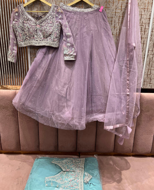 Designer pink Ready to wear Crop Top Lehenga