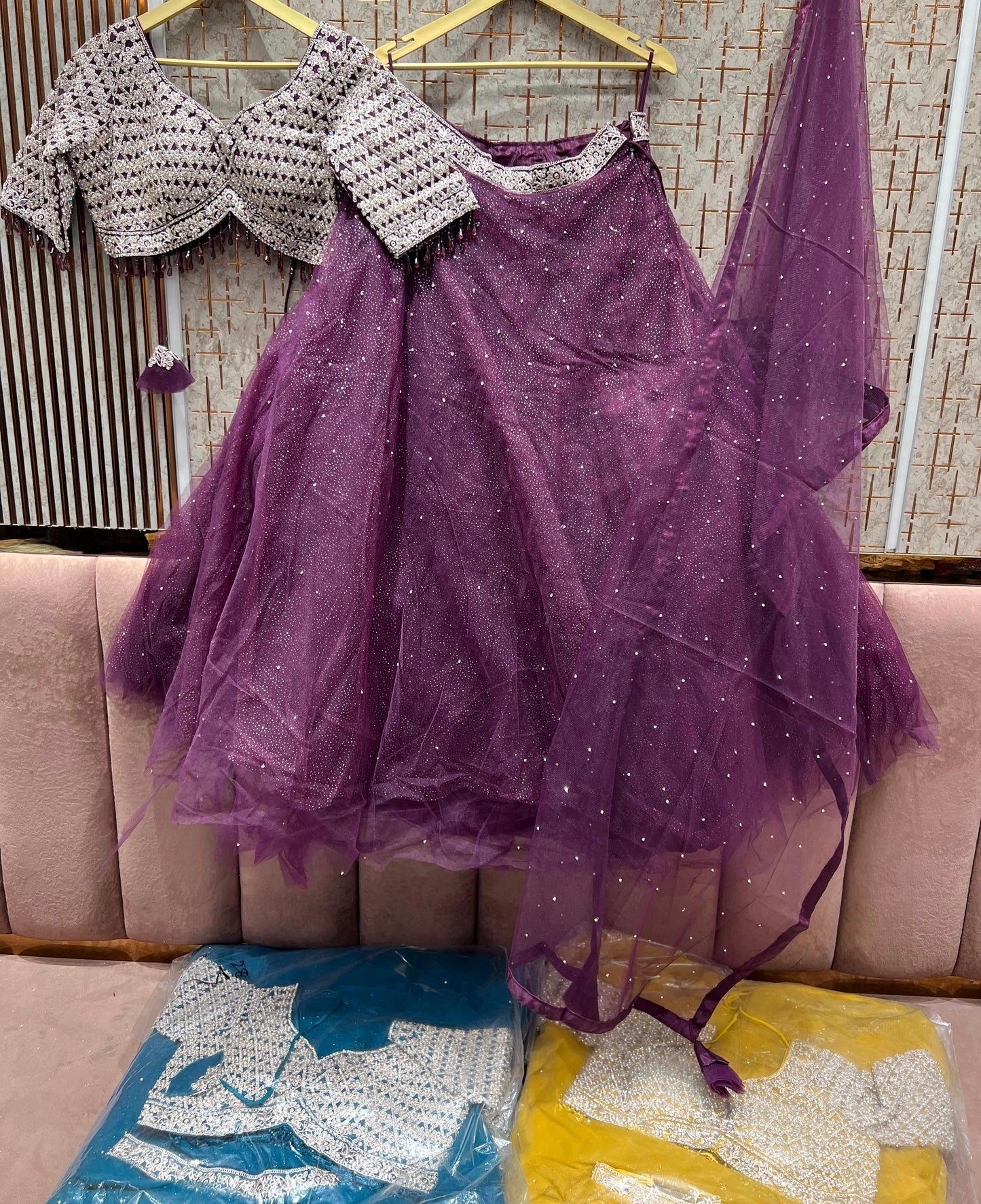 Good looking Dark maroon Ready to wear Crop Top Lehenga