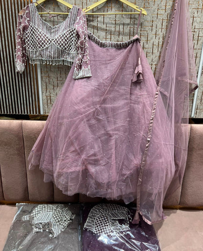 Gorgeous pink Ready to wear Crop Top Lehenga