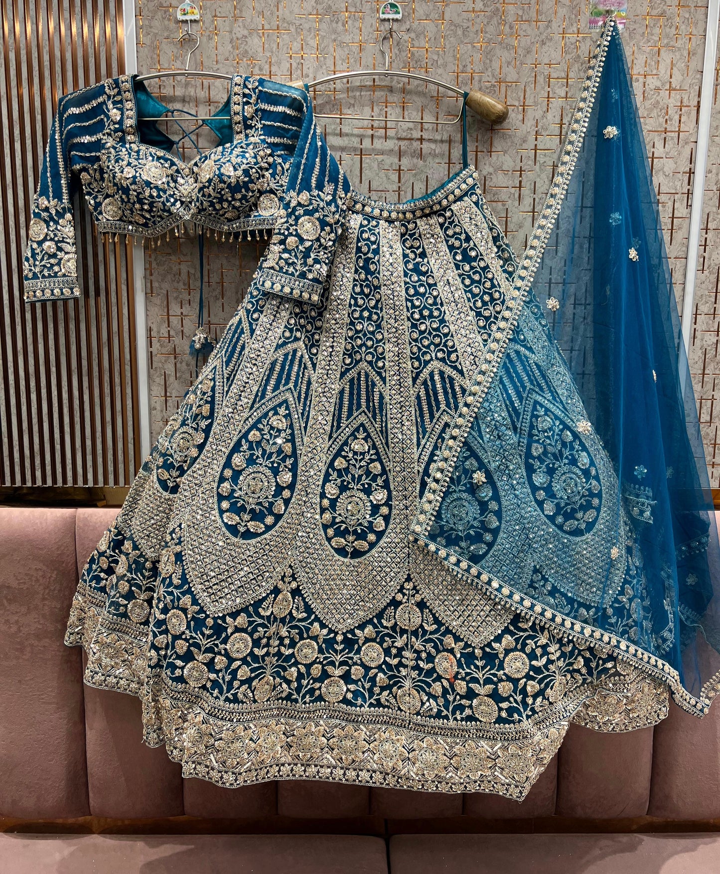 Eye Catching Sky blue Crop Top Lehenga