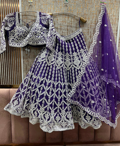 Elegant purple Crop Top Lehenga