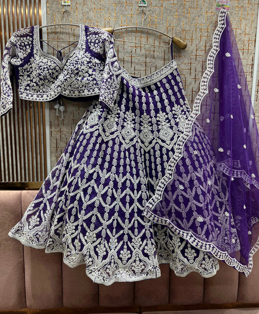 Amazing Purple Crop Top Lehenga