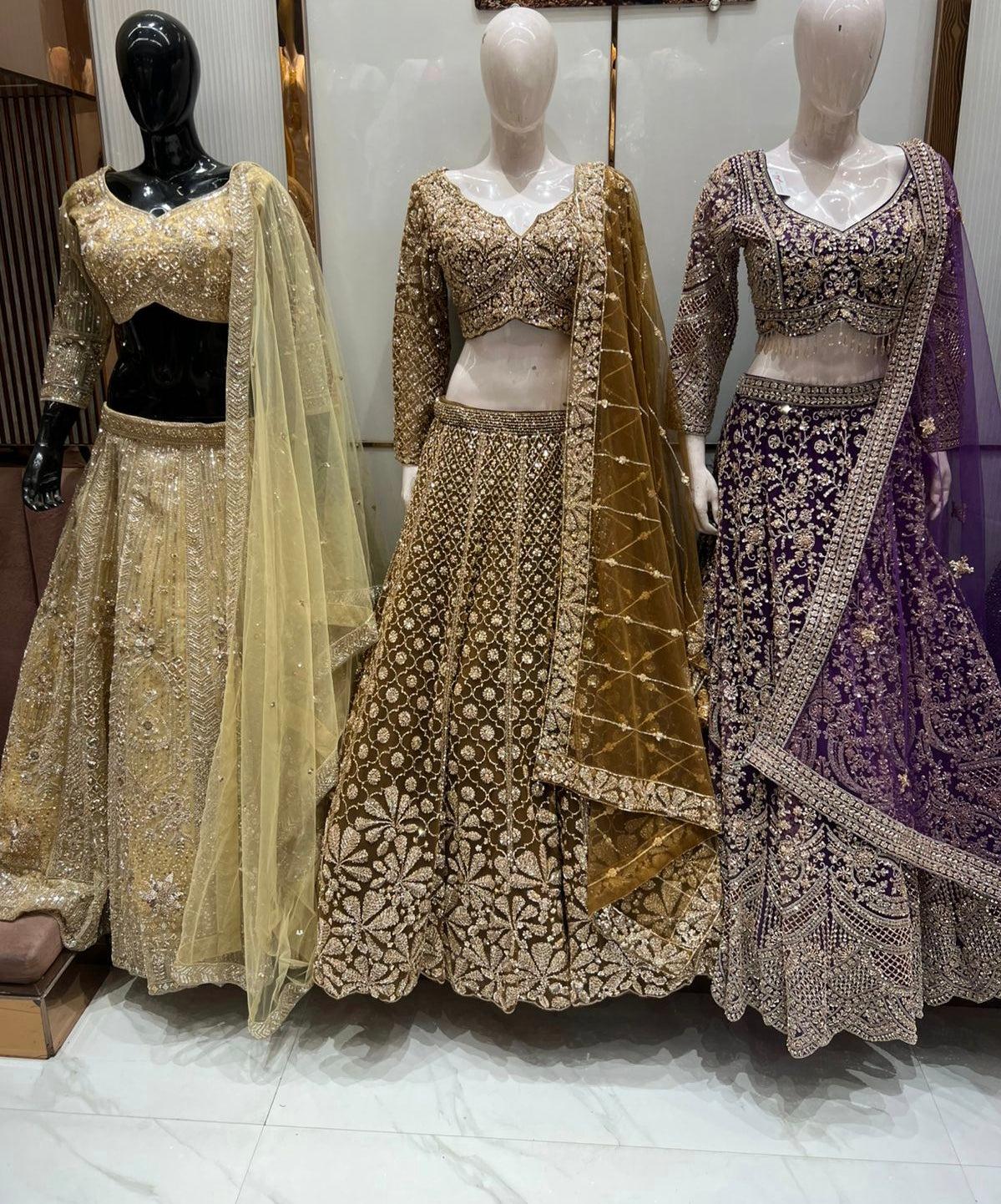 Lovely Mustard yellow Purple Crop Top Lehenga