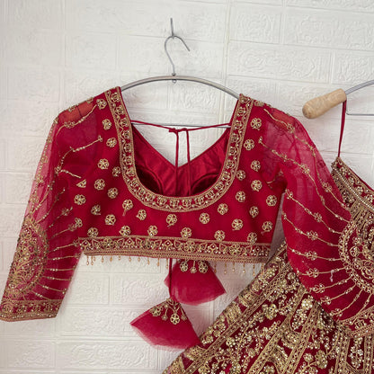 Astonishing Rust orange purple red Ready to wear Crop Top Lehenga