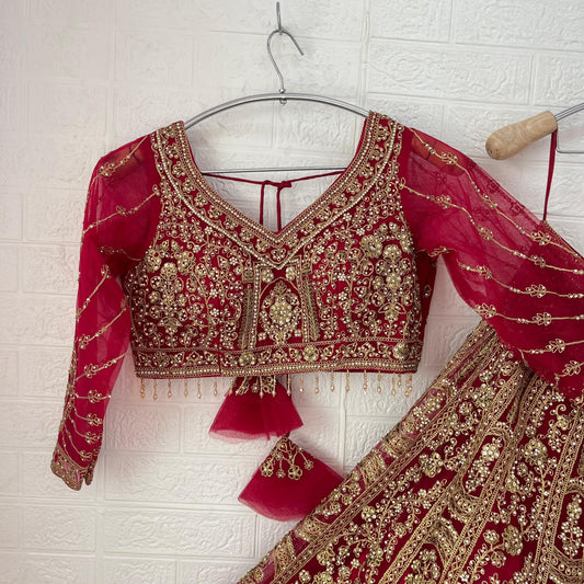 Fabulous Red Ready to wear Crop Top Lehenga
