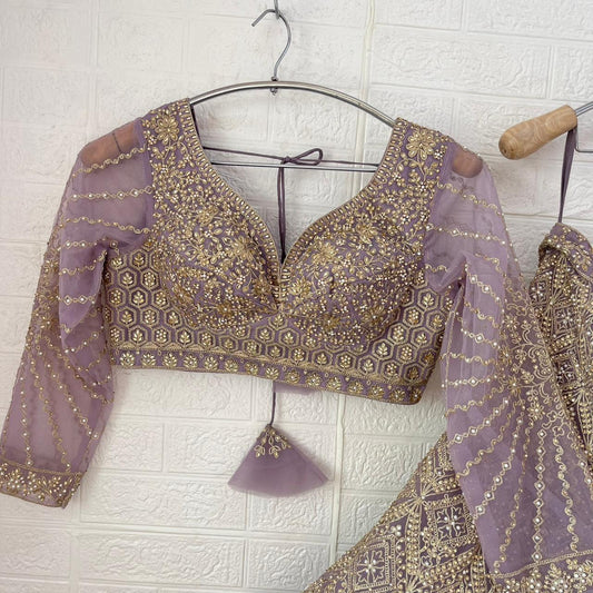 Gorgeous Lavender pink Ready to wear Crop Top Lehenga