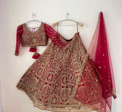 Astonishing Rust orange purple red Ready to wear Crop Top Lehenga
