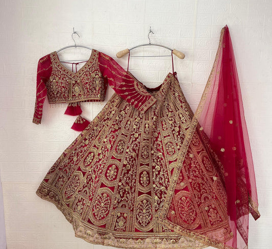 Fabulous Red Ready to wear Crop Top Lehenga