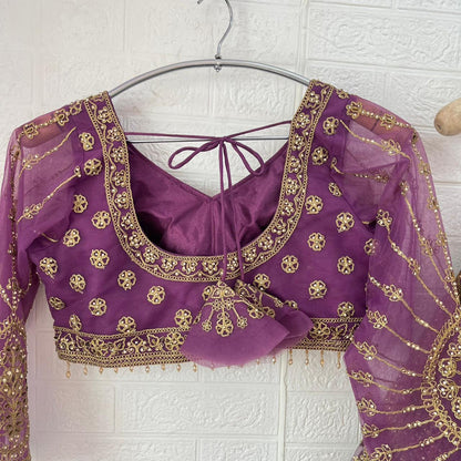 Astonishing Rust orange purple red Ready to wear Crop Top Lehenga
