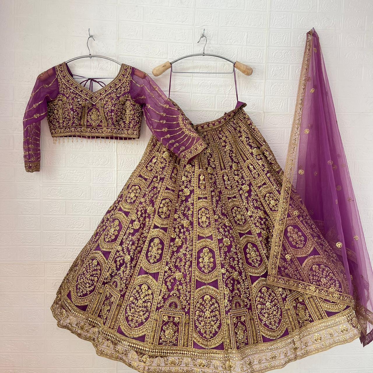 Astonishing Rust orange purple red Ready to wear Crop Top Lehenga