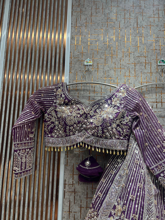 Awesome purple Ready to wear crop top Lehengan