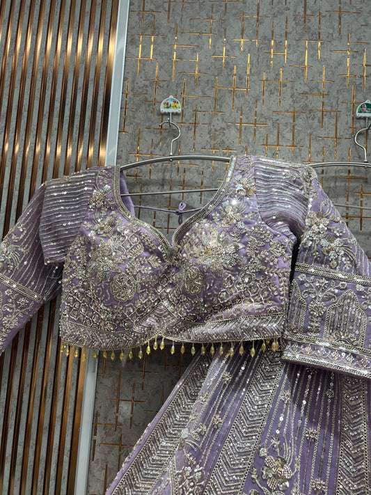 Amazing Lavender Ready to wear crop top Lehengan