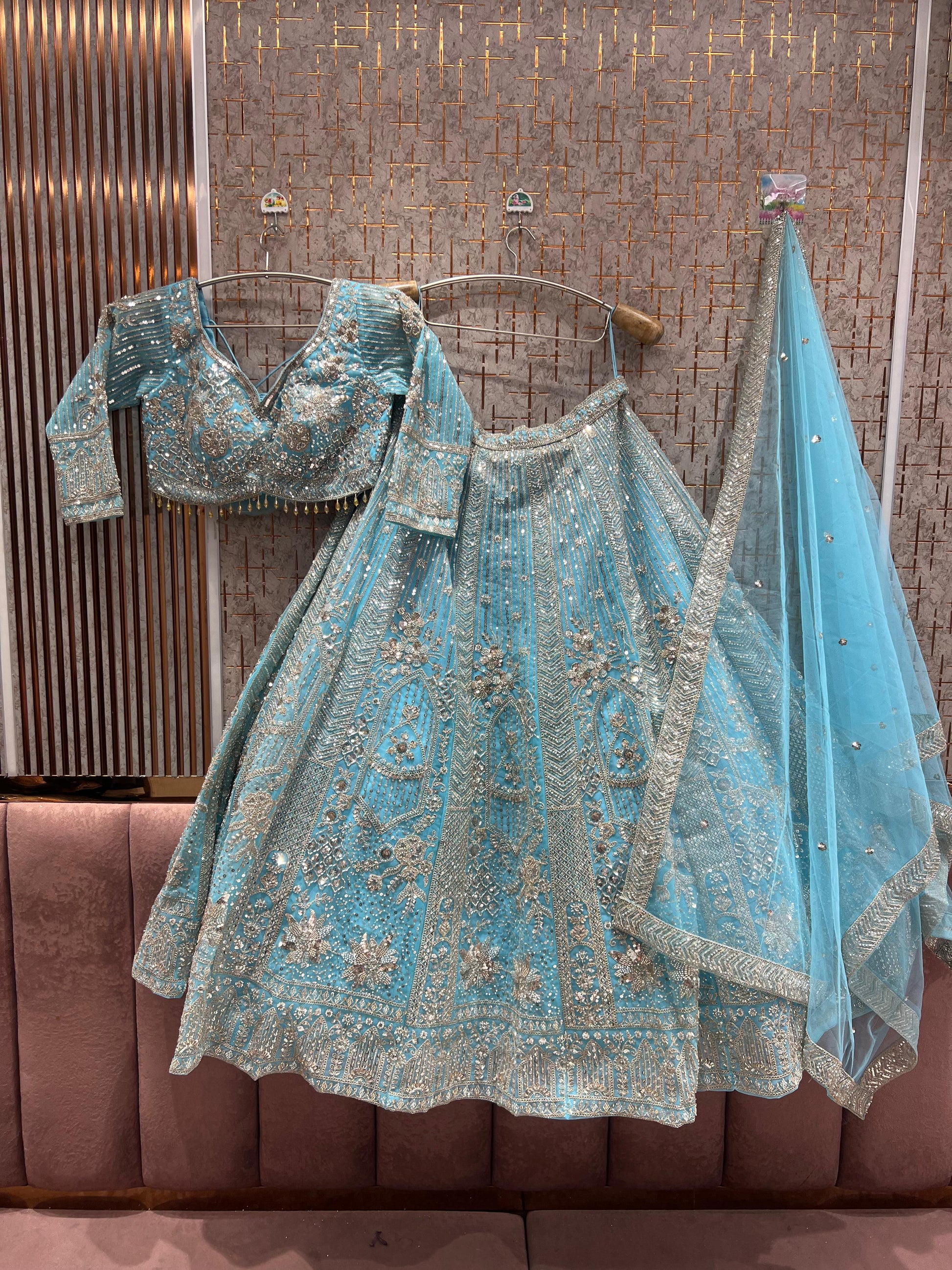 Fabulous Baby pink Ready to wear crop top Lehengan - Shopping World