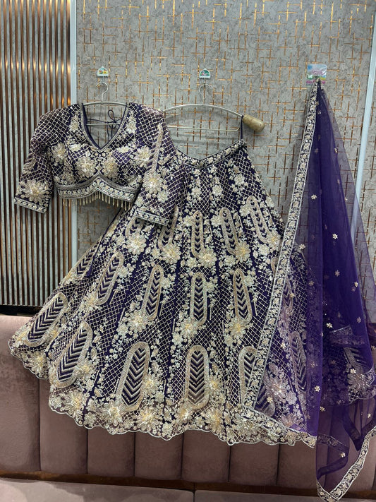 Stunning Dark purple Ready to Wear crop top Lehenga