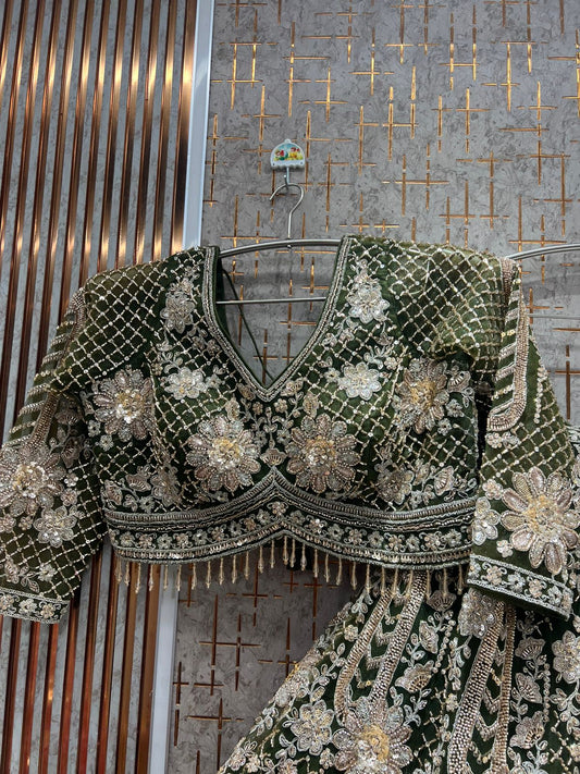 Tremendous Green Ready to Wear crop top Lehenga