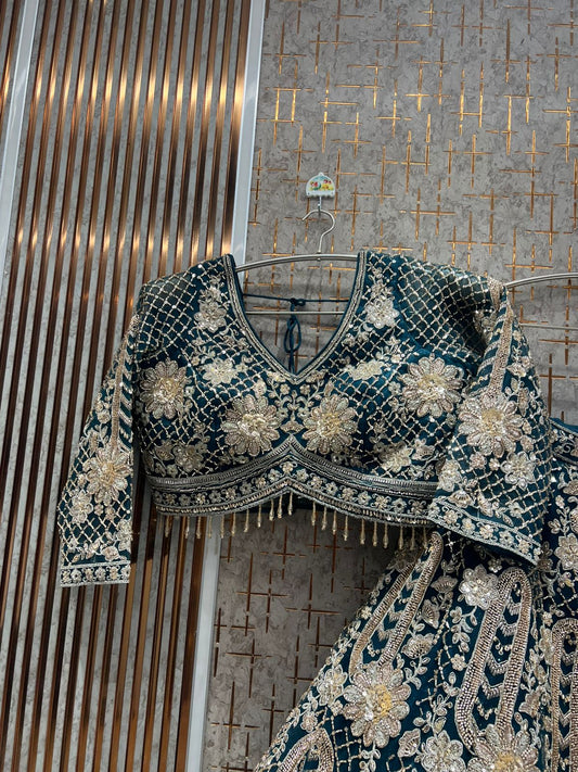 Good looking Sky blue Ready to Wear crop top Lehenga