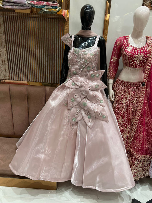 Designer light pink gown