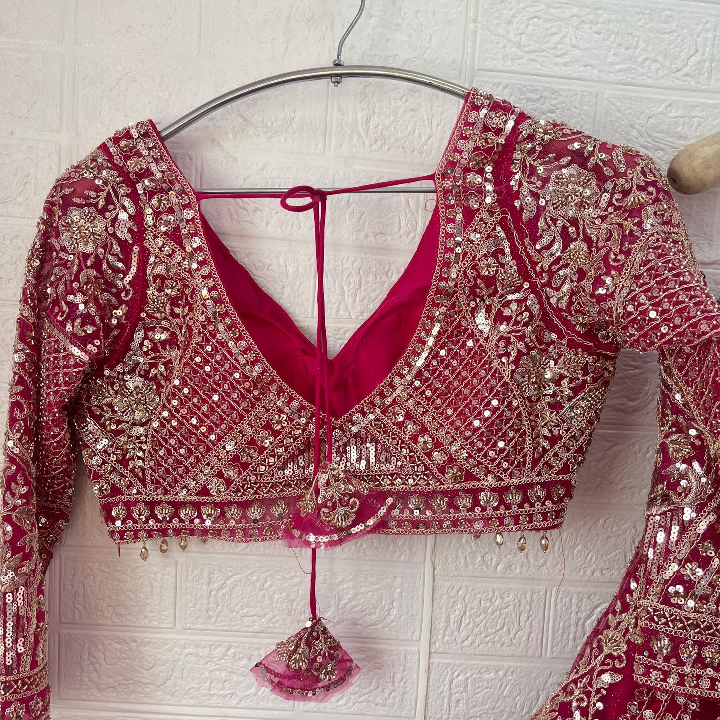 Eye catching Hot pink Ready to wear Crop Top Lehenga