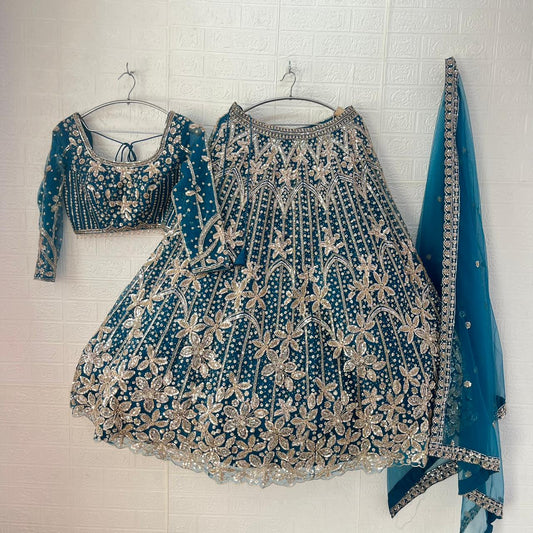 Something different Sky blue Ready to wear Crop Top Lehenga