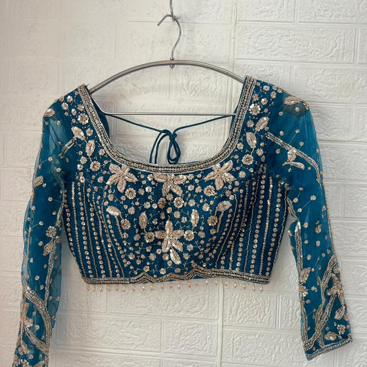 Something different Sky blue Ready to wear Crop Top Lehenga