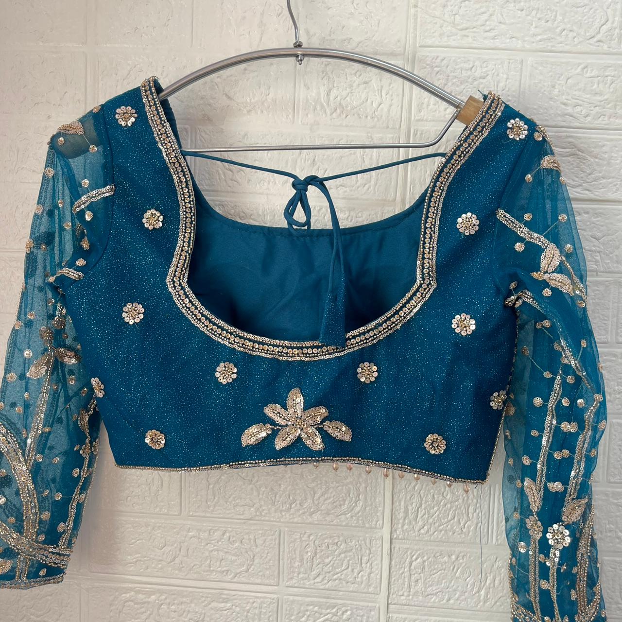 Something different Sky blue Ready to wear Crop Top Lehenga