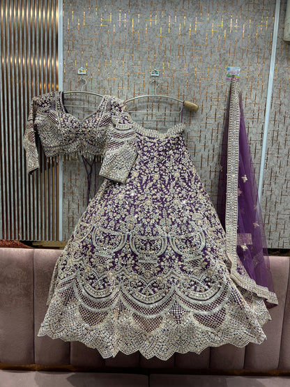 Amazing purple crop Top Ready To Wear Lehenga