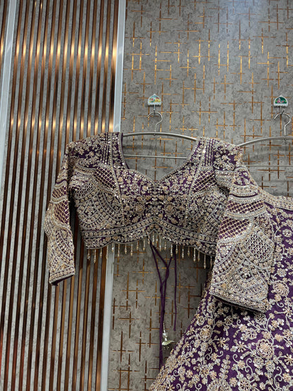 Amazing purple crop Top Ready To Wear Lehenga