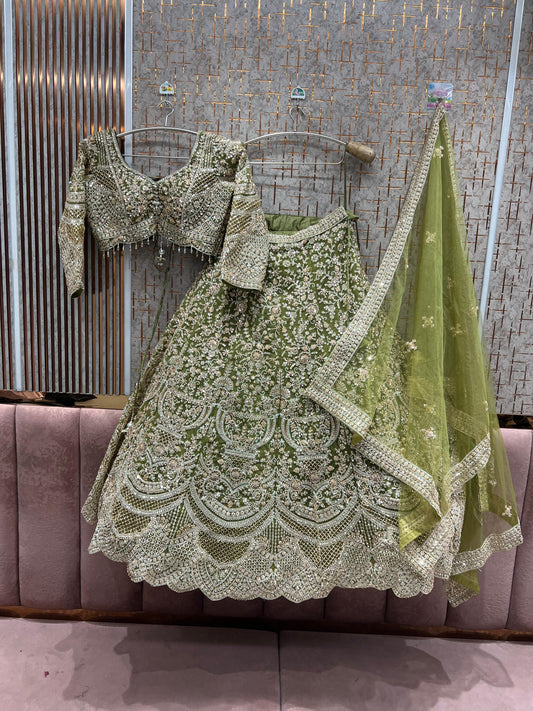 Elegant yellow crop Top Ready To Wear Lehenga