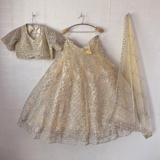 Elegant golden Ready to wear Crop top Lehenga