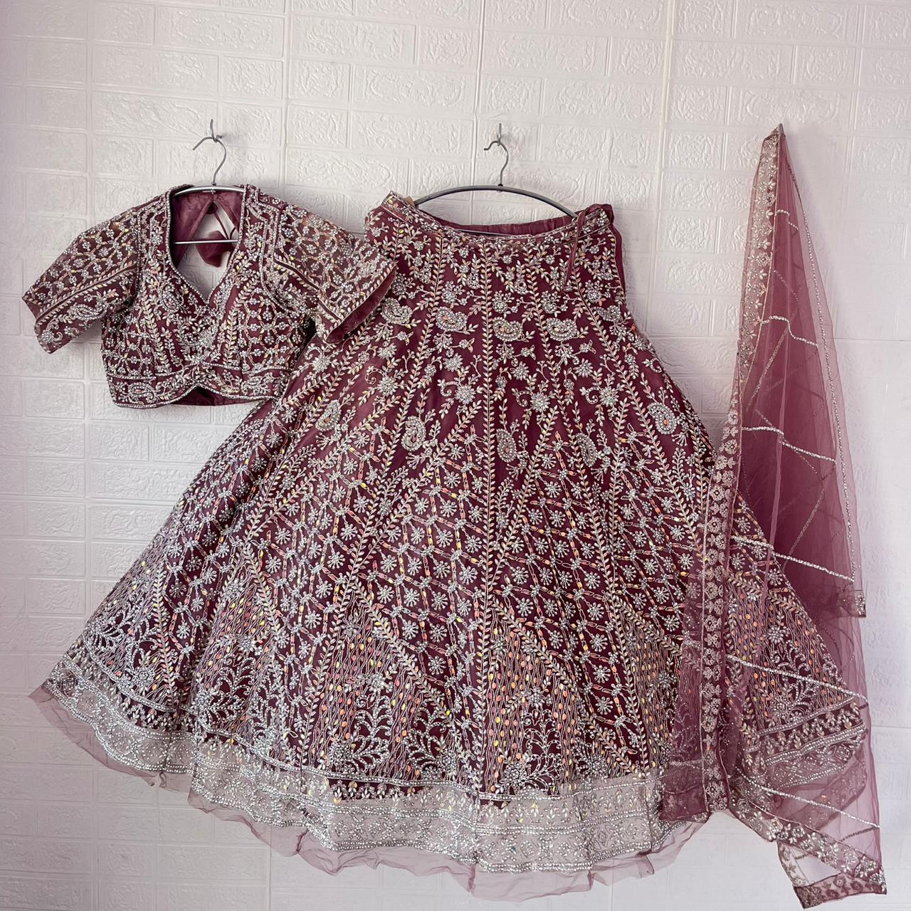 Engaging Red Ready to wear Crop top Lehenga