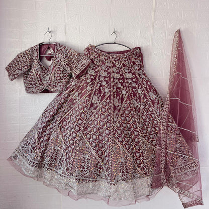 Engaging Red Ready to wear Crop top Lehenga