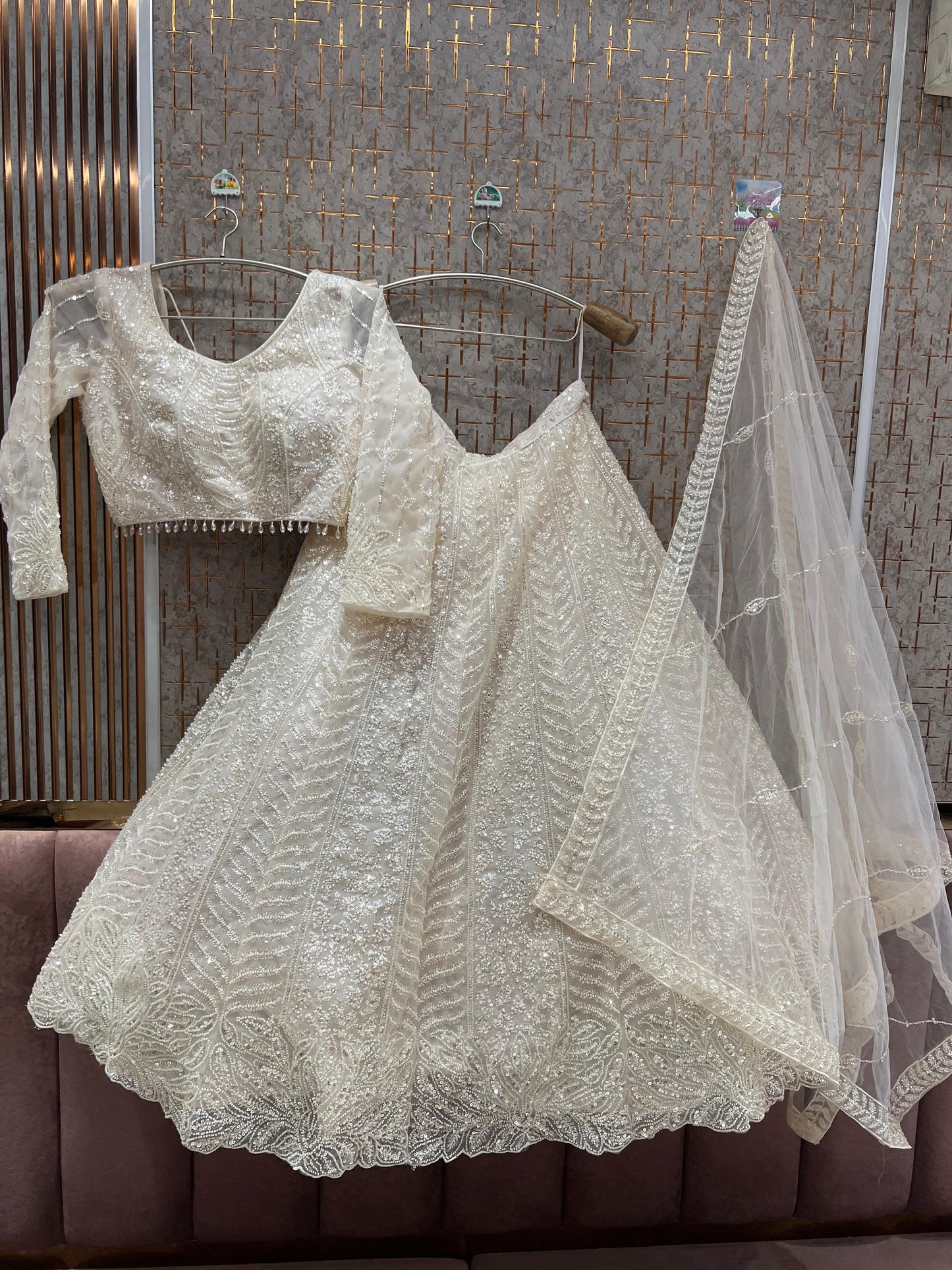 Fantastic golden Ready to wear Crop top Lehenga