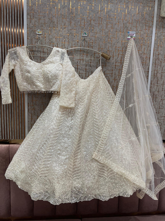 Awesome White Ready to wear Crop top Lehenga