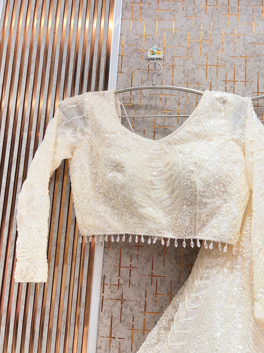 Awesome White Ready to wear Crop top Lehenga