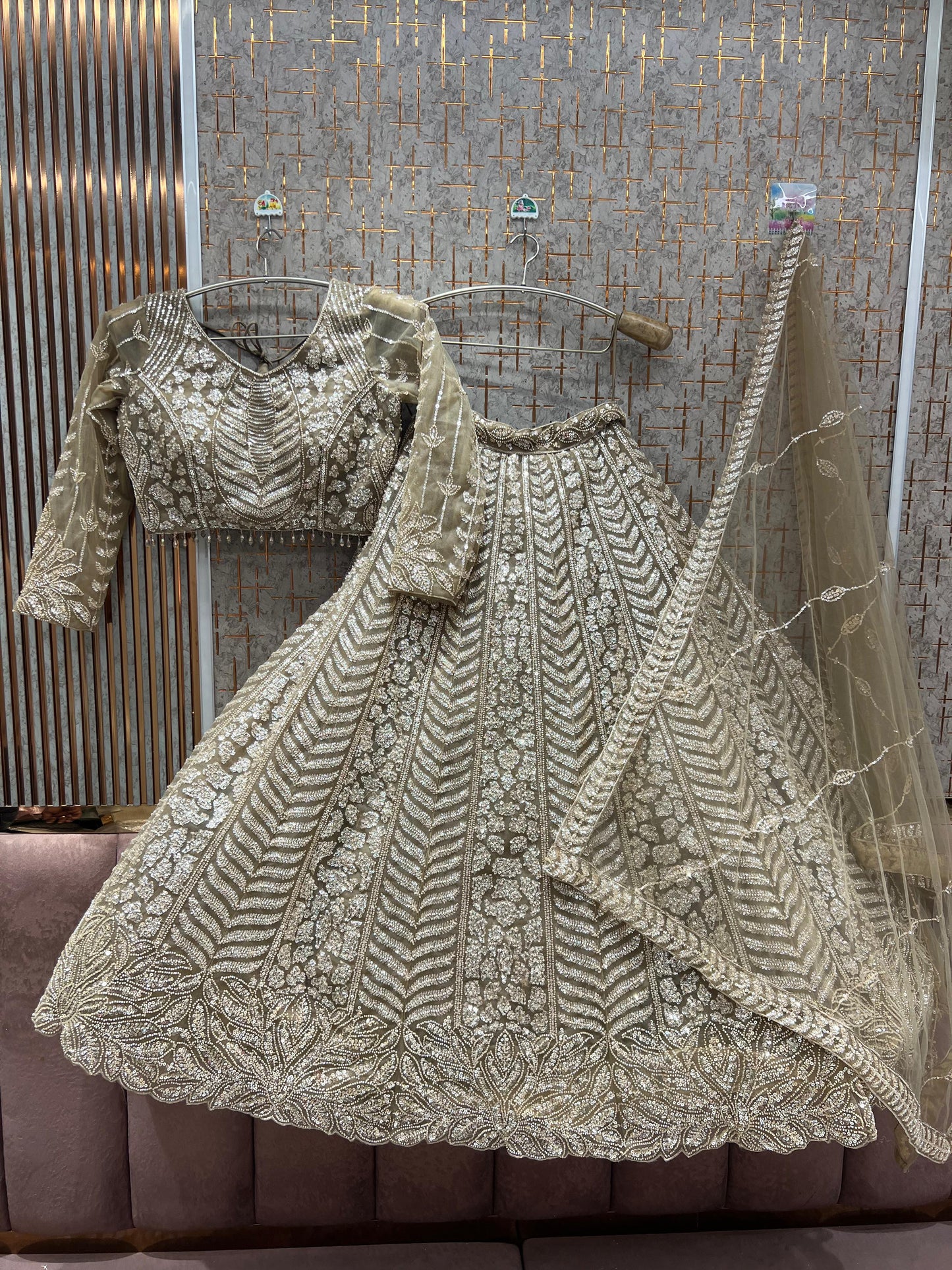 Fantastic golden Ready to wear Crop top Lehenga