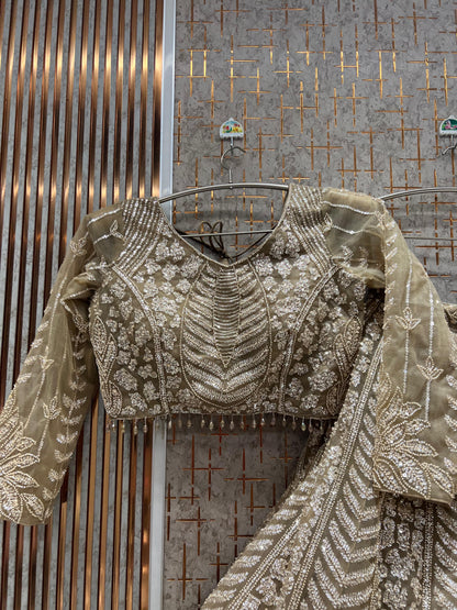 Fantastic golden Ready to wear Crop top Lehenga