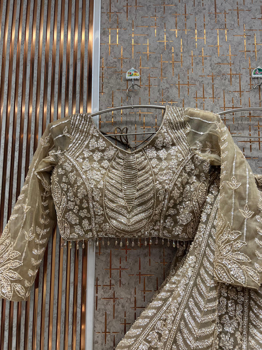 Fantastic golden Ready to wear Crop top Lehenga